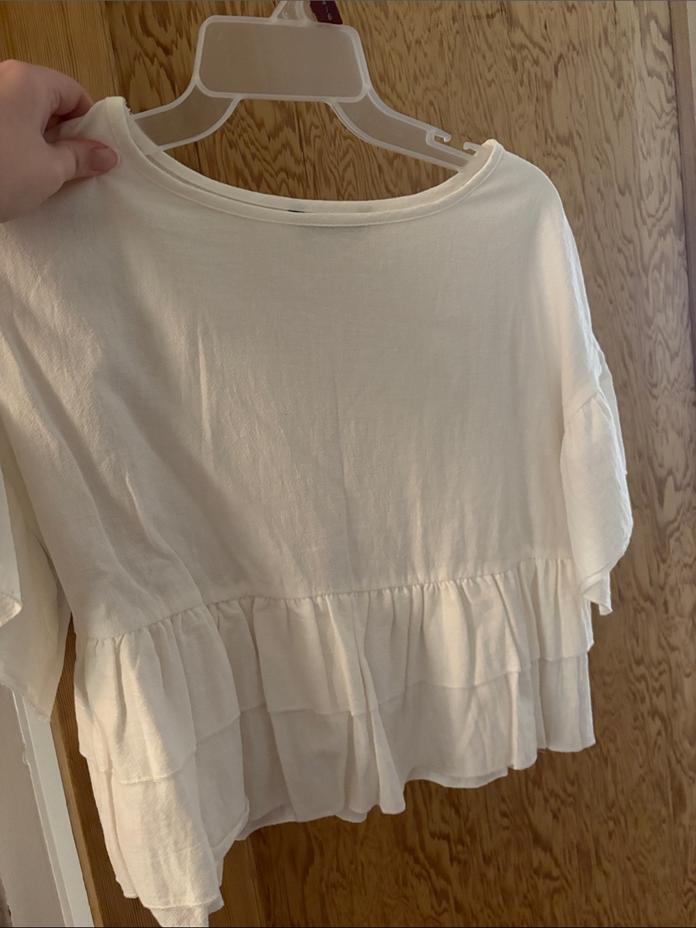 SHEIN Cream Tiered Ruffle Crop Top